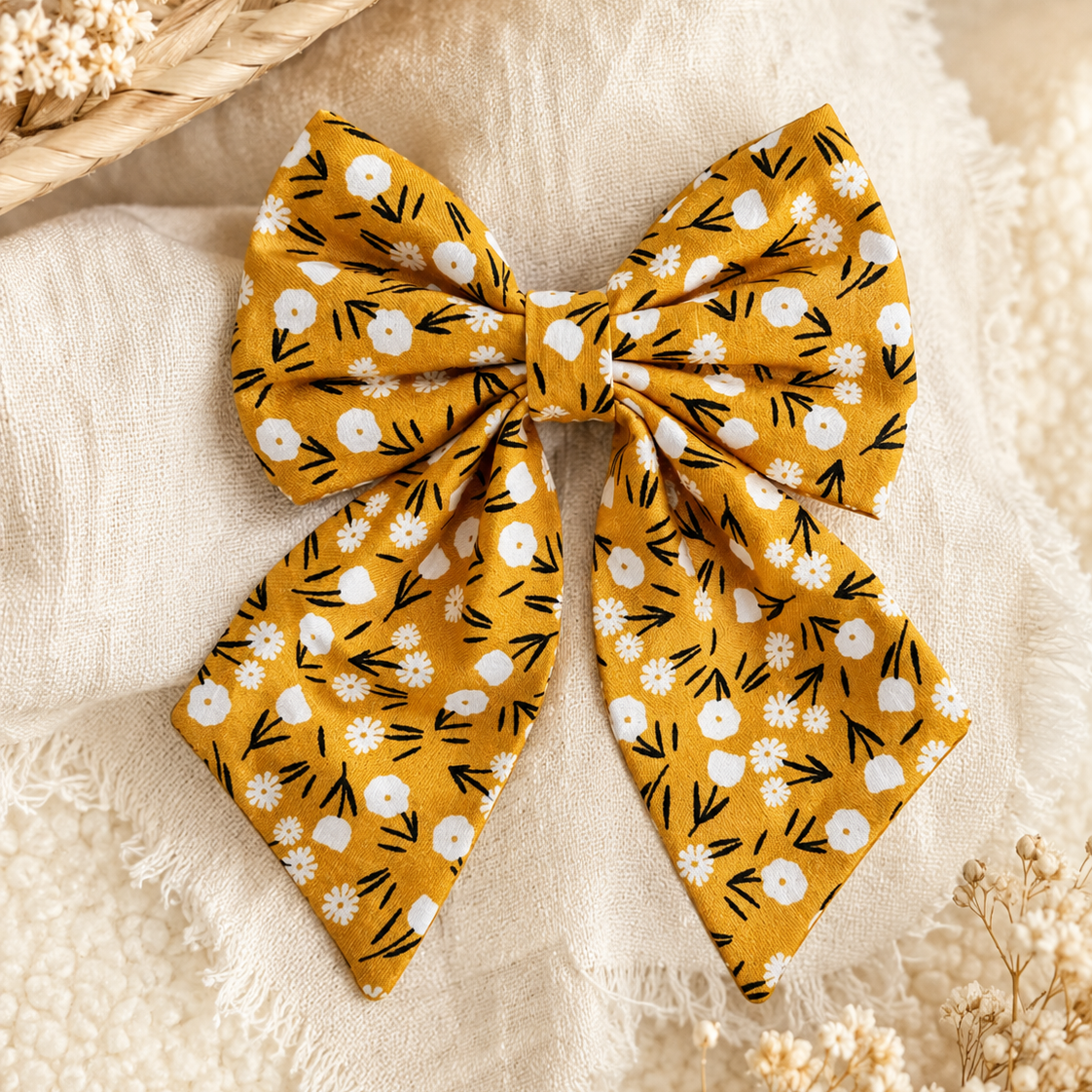 Marigold Floral Sweetheart Pet Bow