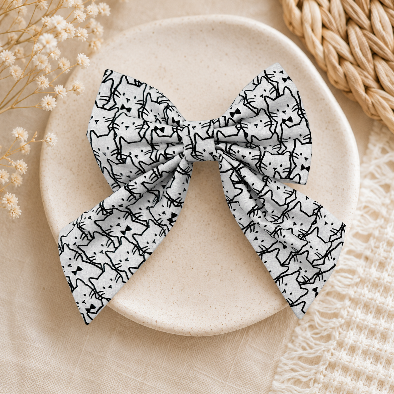 Chester Cat Print Sweetheart Pet Bow