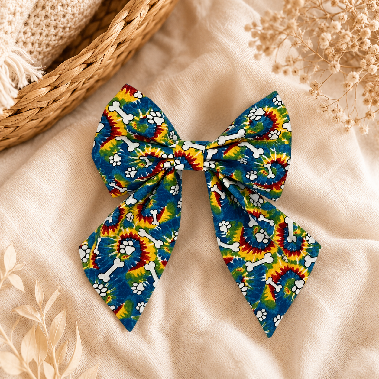 Sunny Tie Dye Sweetheart Pet Bow