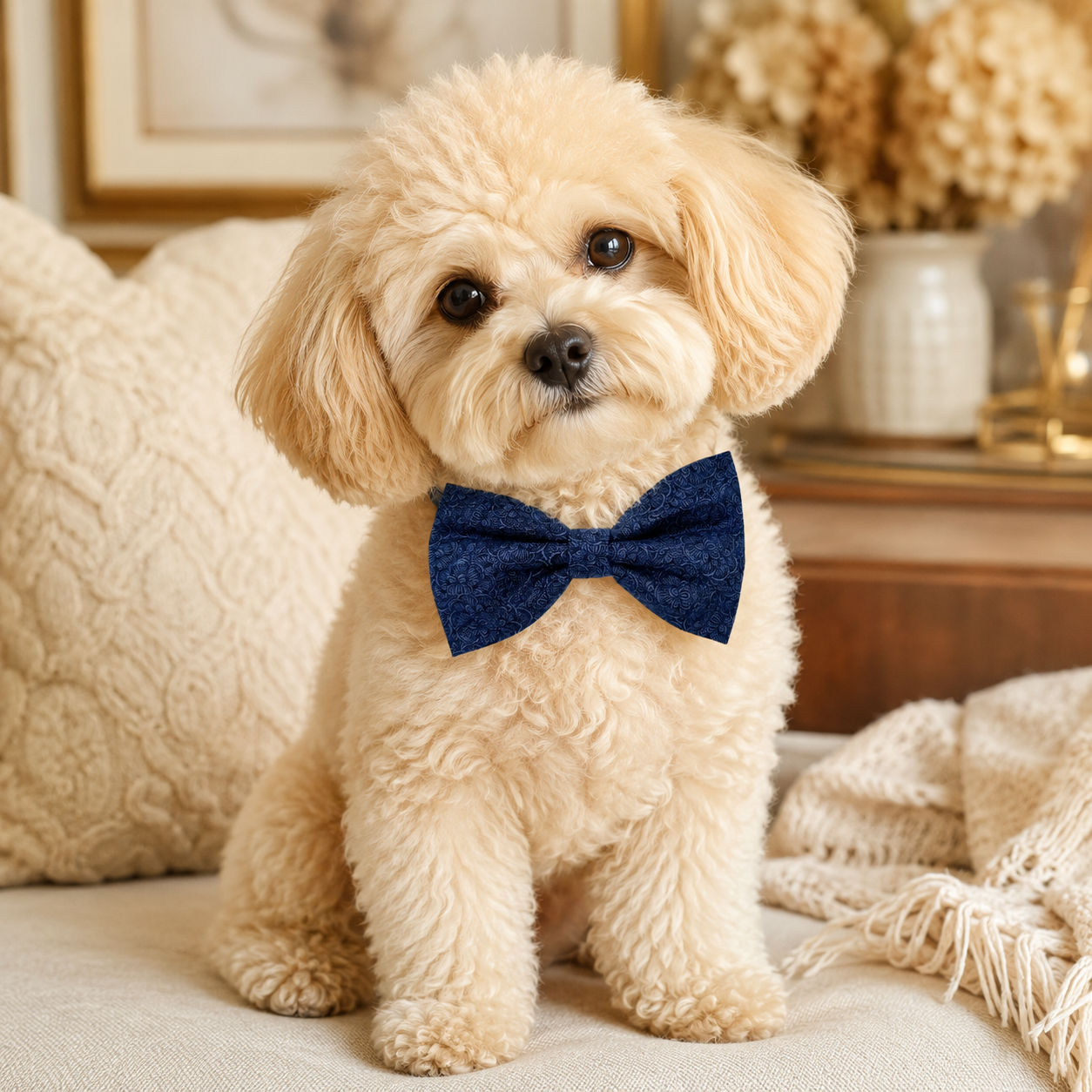 Ashford Blue Floral Pet Bow Tie