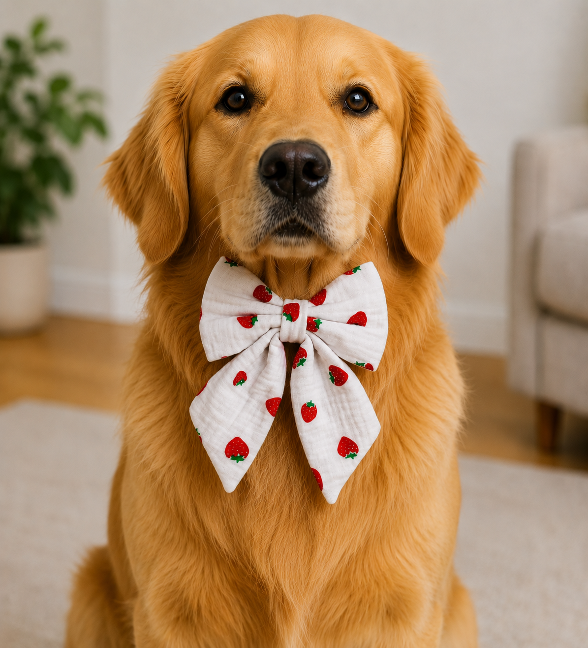 Berry Belle Strawberry Gauze Sweetheart Pet Bow
