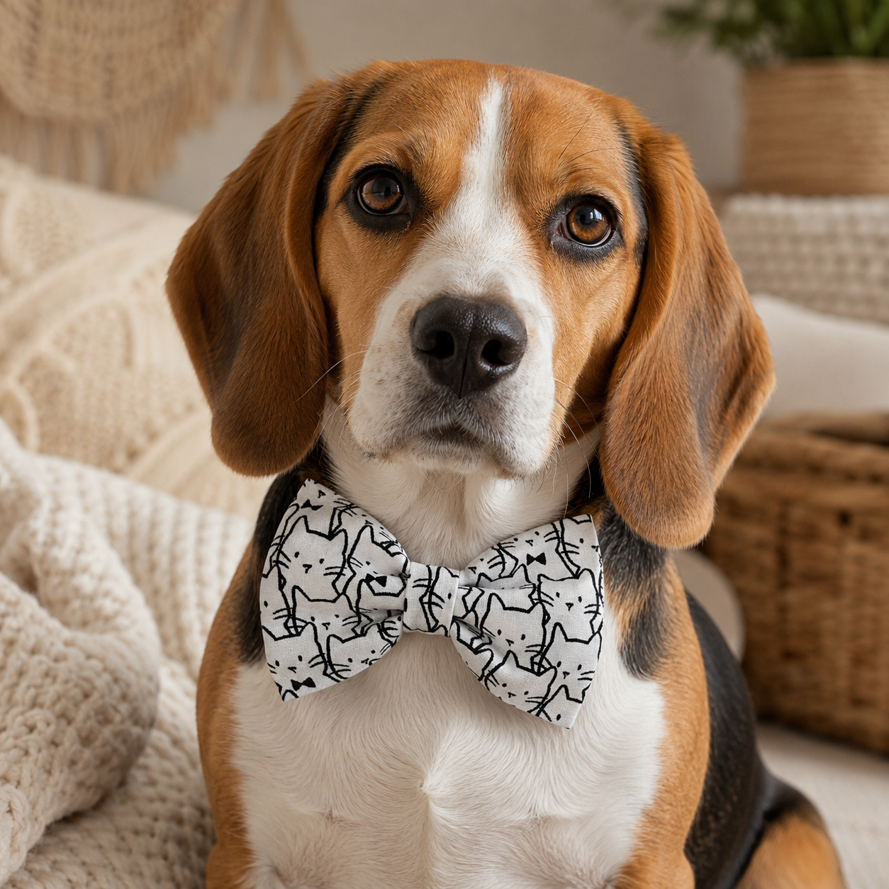 Chester Cat Print Pet Bow Tie
