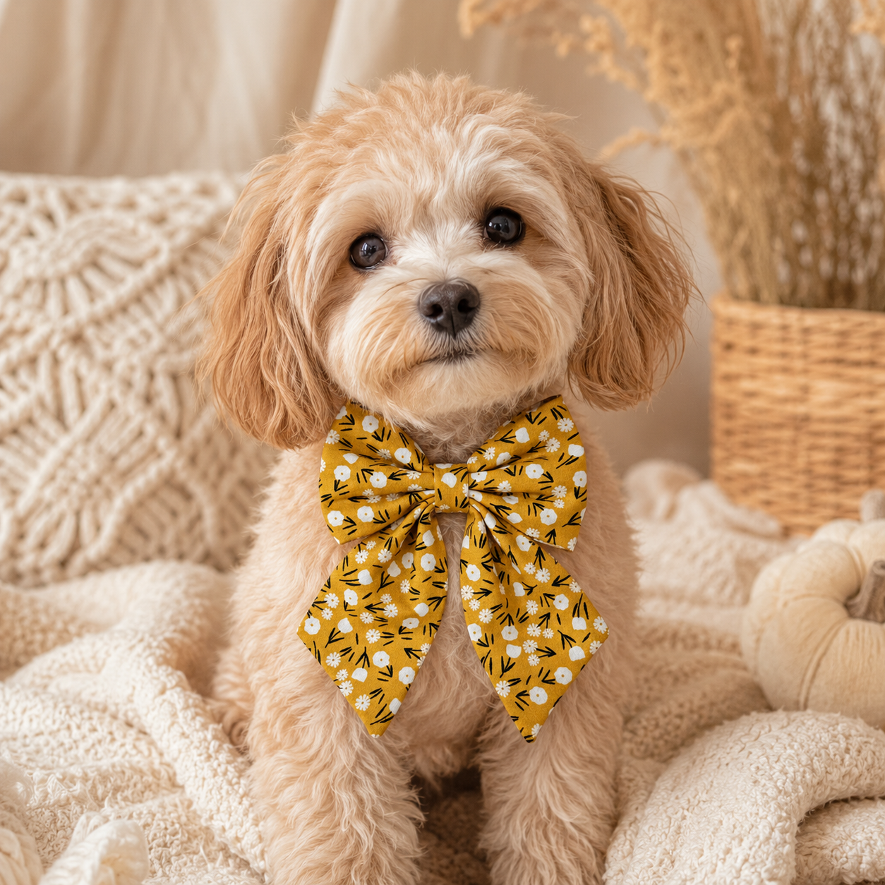Marigold Floral Sweetheart Pet Bow