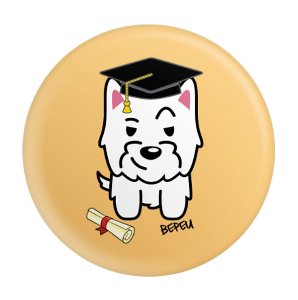 Graduation Westie Button Pin